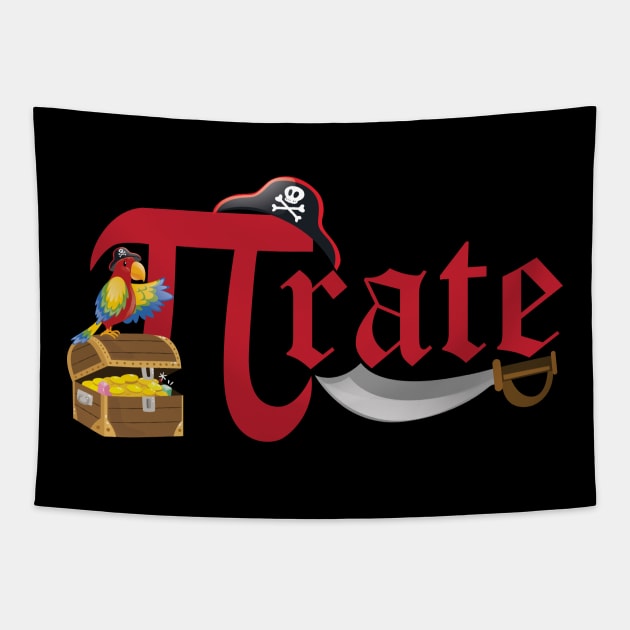 'Pi-Rate Math Pun' Funny Math Gift Shirt Tapestry by ourwackyhome