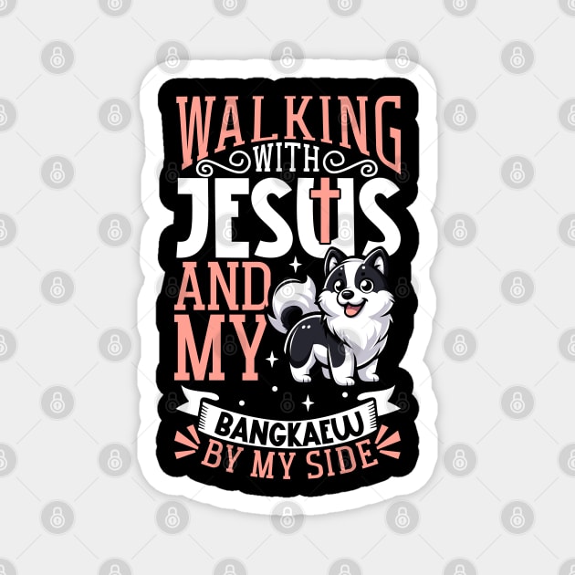 Jesus and dog - Thai Bangkaew Dog Magnet by Modern Medieval Design