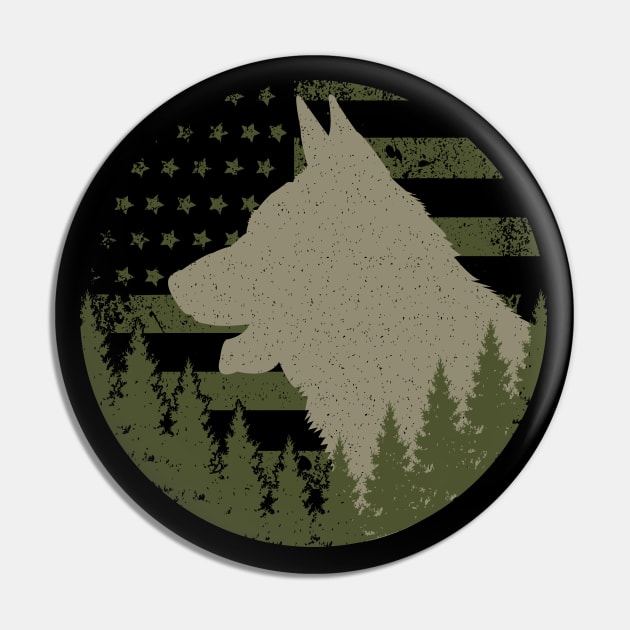 German Shepherd American Flag Pin by Tesszero