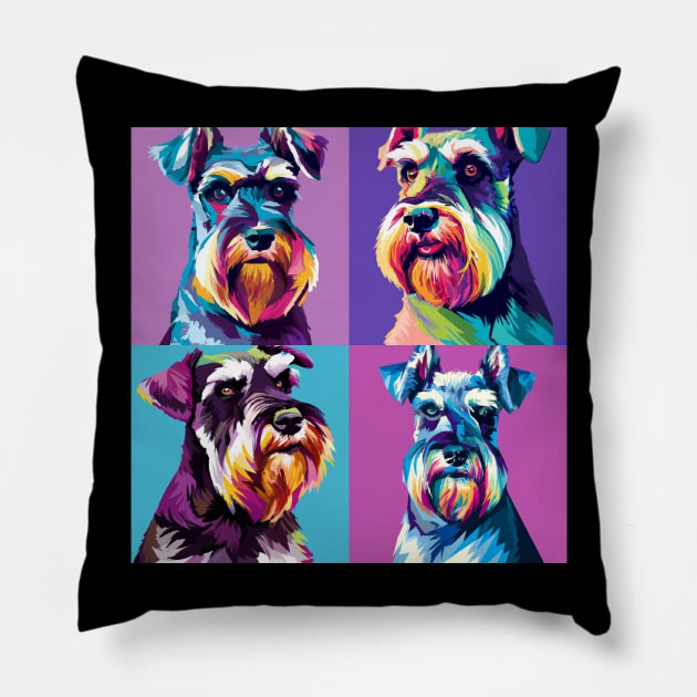 Standard Schnauzer Pop Art - Dog Lover Gifts Pillow by PawPopArt