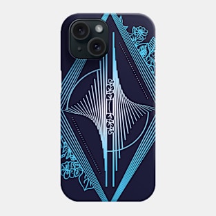 Geometric flower modern blue Phone Case