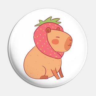 Cute capybara strawberry Pin