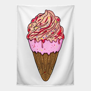 Tasty strawberry ice cream cone Tapestry