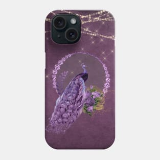 Wonderful peacock and flowers in purple colors Phone Case