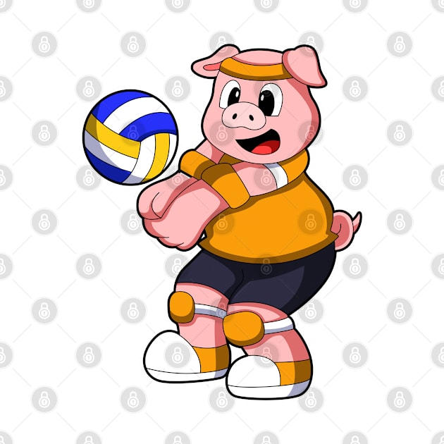 Pig at Sports with Volleyball by Markus Schnabel