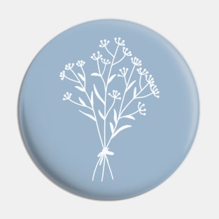 Wildflower Bouquet On Blue Gray One Line Art Flowers Pin