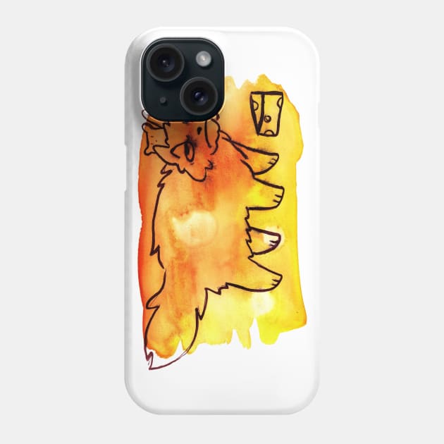 Grumpy Watercolor Cat with Cheese Phone Case by saradaboru