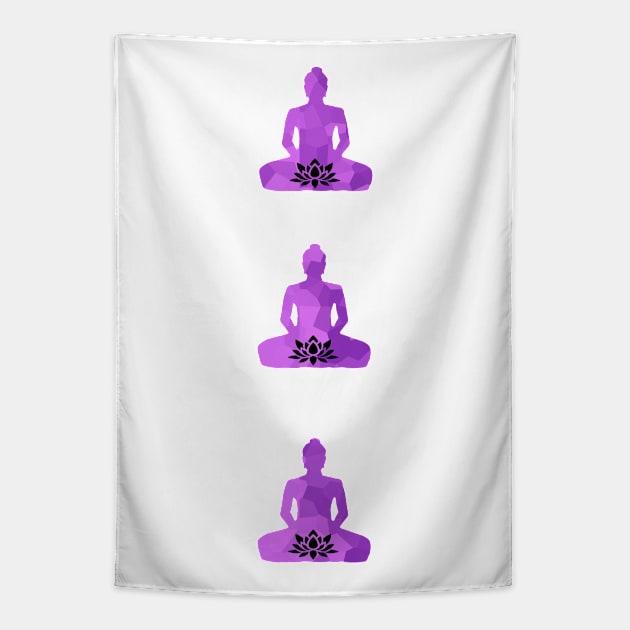 LOTUS Yoga Pose Purple Tapestry by SartorisArt1