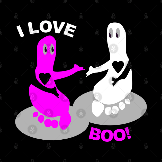 I love BOO Pink Footprint ghost by mailboxdisco