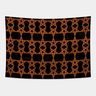 Orange Pentagram and five poinst star Tapestry