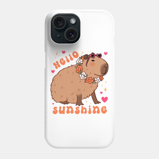 Hello sunshine a cute capybara ready for summer vacation Phone Case by Yarafantasyart