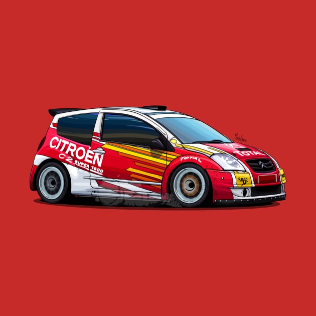 Citroen C2 S1600 Illustration by Mario Ramos Rally Art