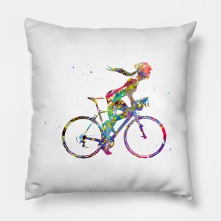 Female cyclist Pillow