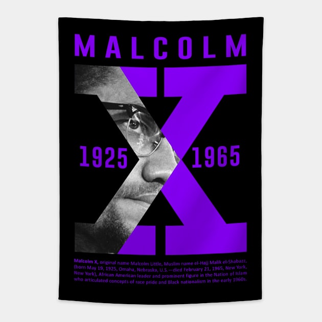 malcolm X history black Month Tapestry by ZUNAIRA