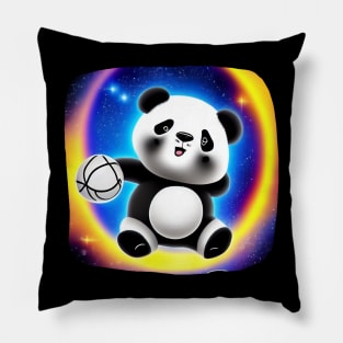 Cute Panda Play Basketball on The Moon Pillow