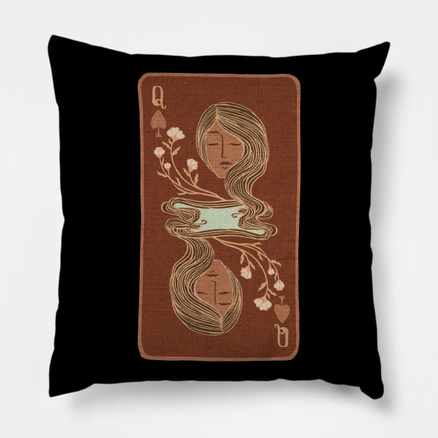 Queen of Spades Pillow by Cecilia Mok