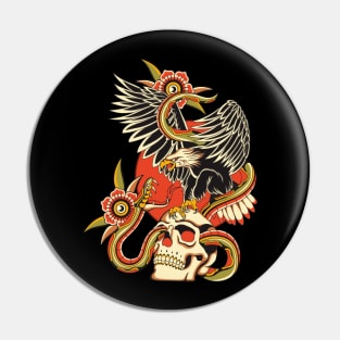 Snake eagle and skull Pin