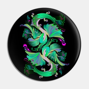 Couple green dancing dragons Pin