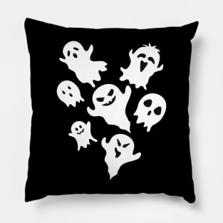 White Halloween Ghosts Pillow