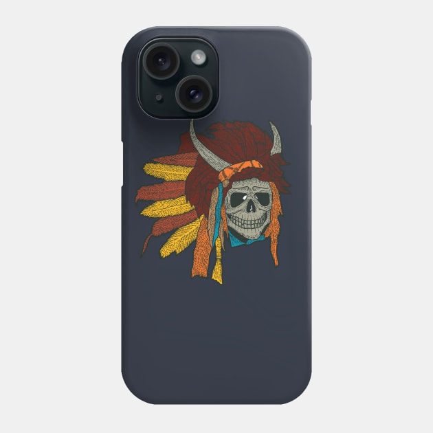 Colorful Indian Skull Phone Case by Mako Design 