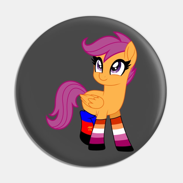 Polyamorous Lesbian Pride Scootaloo Pin by Toribit