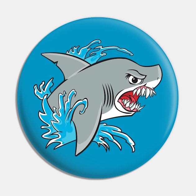 Shark out of water Pin by Joebarondesign