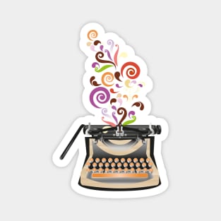 Creative Typewriter illustration with colorful swirls Magnet