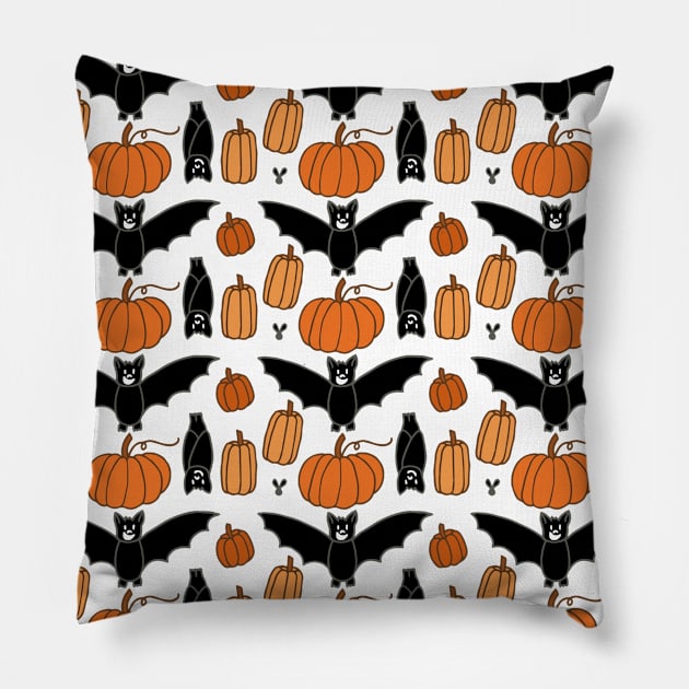 Bats and Pumpkins | Halloween | Bats Pattern Pillow by HLeslie Design