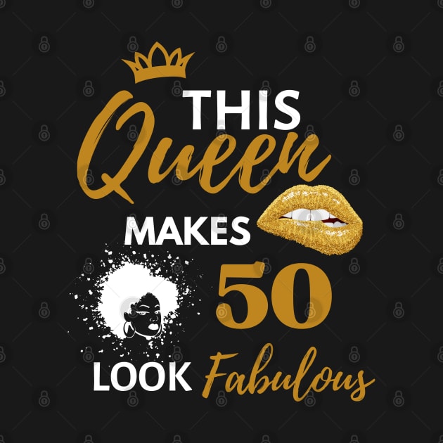 Afro Vintage Queen Birthday Quote 50th and fabulous Cool Heels fifty birthday Gift For Her by WassilArt