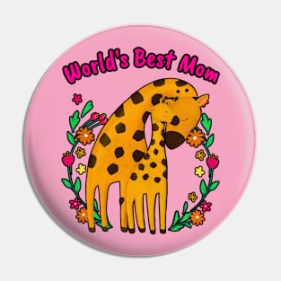 ❤️ World's Best Mom, 🦒 Giraffe Mother and Child Pin