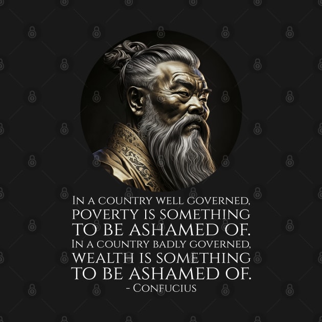 In a country well governed, poverty is something to be ashamed of. In a country badly governed, wealth is something to be ashamed of.  - Confucius by Styr Designs