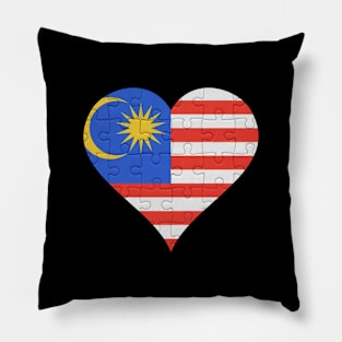 Malaysian Jigsaw Puzzle Heart Design - Gift for Malaysian With Malaysia Roots Pillow