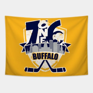 716 Buffalo Hockey distressed shield Tapestry