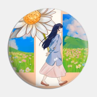 A cute random anime girl and flowers Pin