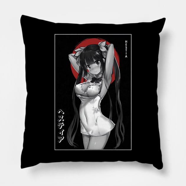 Hestia Simple Black Red And White Pillow by TaivalkonAriel