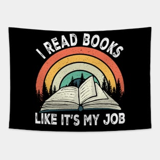 I Read Books Like It's My Job Book Lover Vintage Reading Tapestry