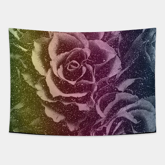 rainbow roses mask pattern floral flower vintage design Tapestry by designsbyxarah