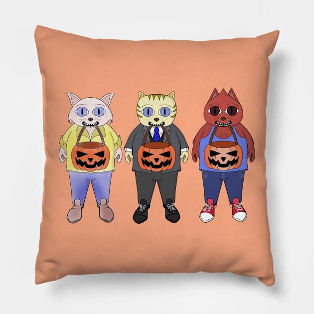 Three feline friends ready for Halloween Pillow by DiegoCarvalho