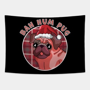 Bah Humbug Funny Christmas Bah Hum Pug Dog Tapestry