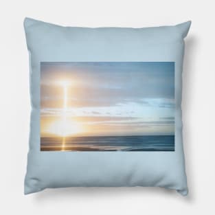 Abstract beach scene at sunrise Pillow