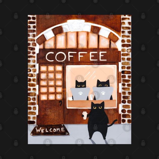 Coffee House Cats by KilkennyCat Art