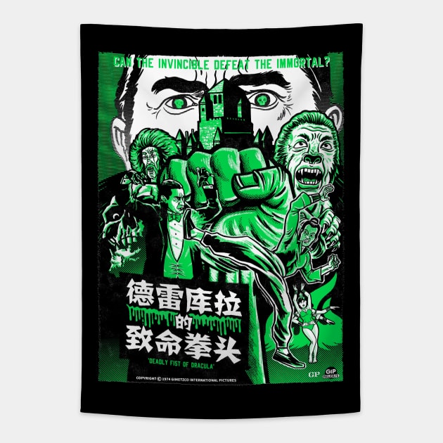 Deadly Fist of Dracula (green variant) Tapestry by GiMETZCO!