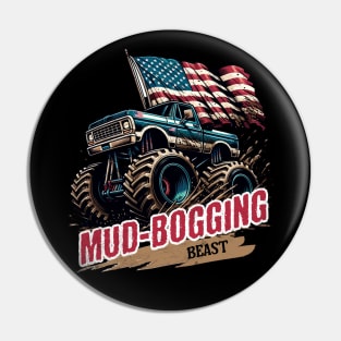 Mud-Bogging Beast USA Big Truck 4x4 American Flag Patriotic 4th Of July Off Road Mud Truck Pin