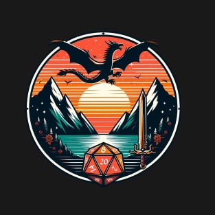 SynthDragons: Retro Realms and D20 Dreams T-Shirt