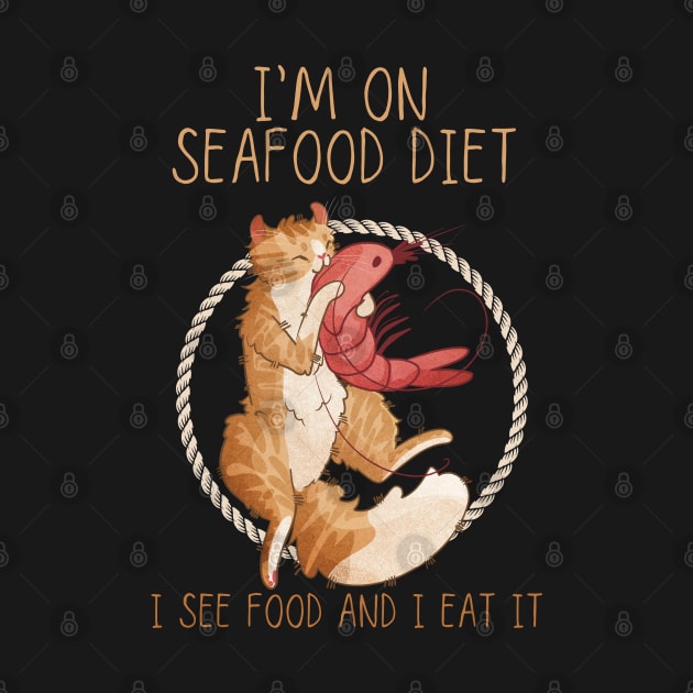 I'm on seafood diet - Cream Bicolor American Curl Cat by Feline Emporium