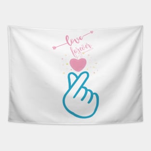 Mini heart, Korean love hand finger symbol Tapestry