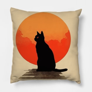 Japanese minimalist cat poster Pillow