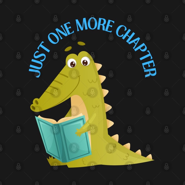 Little alligator reading book Just one more chapter I Love Books Bookoholic by BoogieCreates