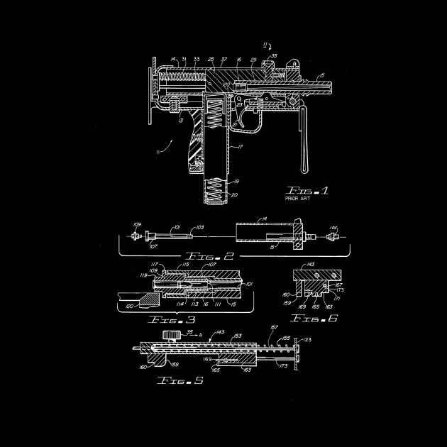 Machine Gun Adaptor Vintage Patent Drawing by TheYoungDesigns