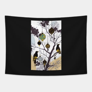 Digital Art by Ginette Things In Trees Series birds and ornaments Tapestry